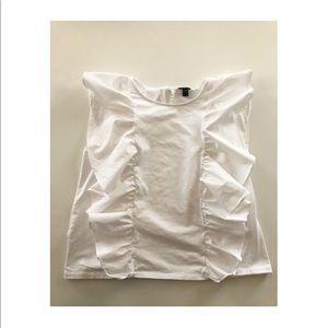 J. Crew Ruffle Front White Top